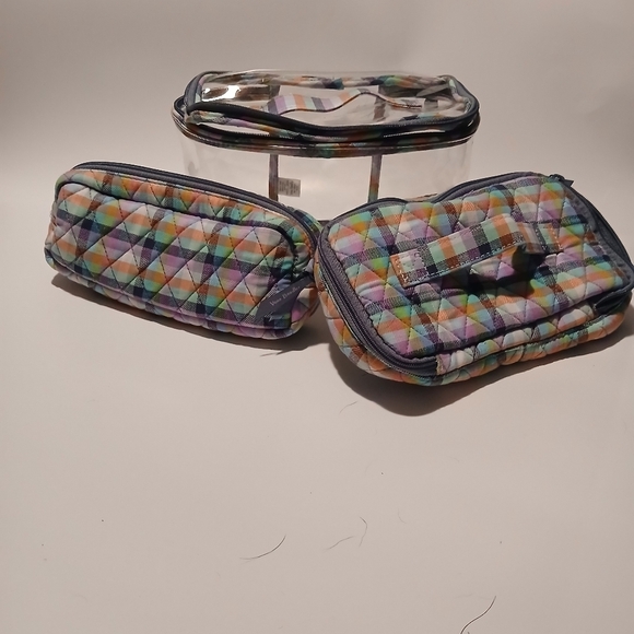 Vera Bradly 2 Piece Cosmetic Bags With Carry Case - Picture 3 of 7